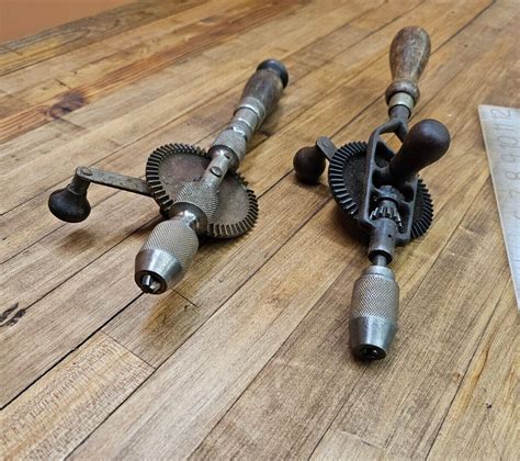 Antique Hand Drill Auger And Eggbeater Bit Brace Lot • Vintage Tools • Usa Ebay
