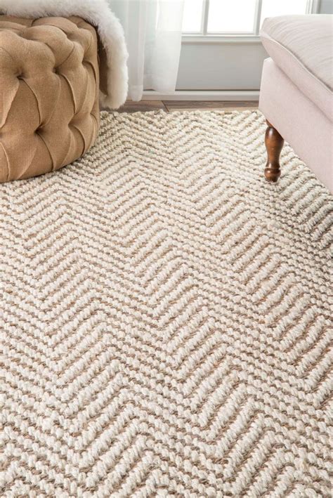 Kiwa Handwoven Jute Jagged Chevron Off White Rug Rugs In Living Room