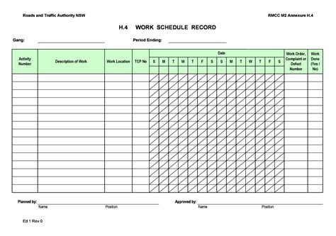 Free Monthly Employee Work Schedule Template