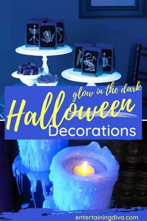 Halloween Decorations With The Words Glow In The Dark And An Image Of
