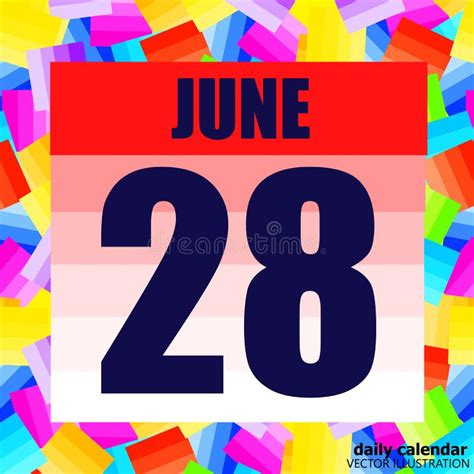 June 28 Day On The Calendar Stock Vector Illustration Of Note