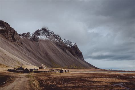 Viking Village And Vestrahorn Mountain Near The Small Town Höfn In