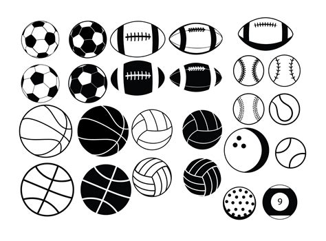 Sports Balls Clipart Black And White