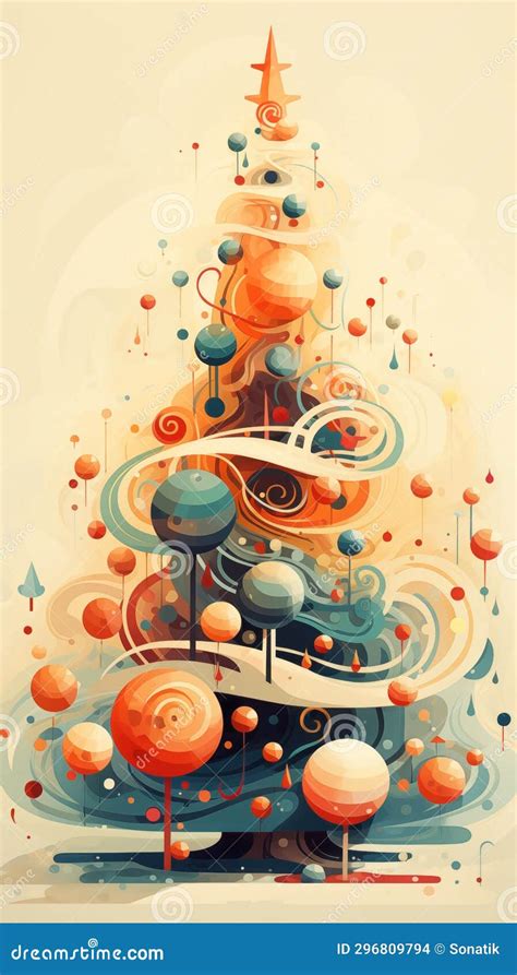Christmas Tree In The Style Of Bright Geometric Abstractions By