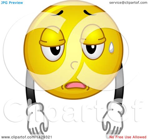 Clipart Of A Cartoon Tired Yellow Emoji Smiley Face Royalty Free