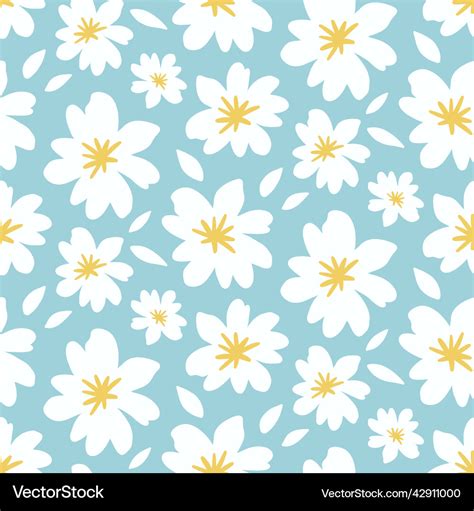Daisy Flower Seamless Pattern Royalty Free Vector Image