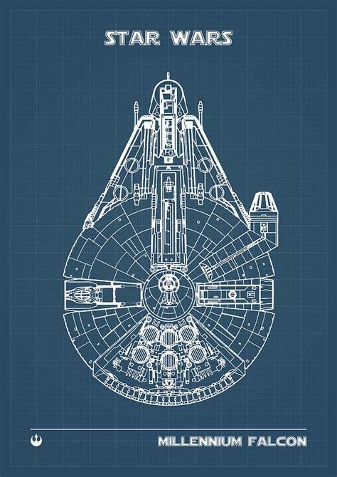 Millennium Falcon Blueprint Digital Art By Dennson Creative Pixels Merch