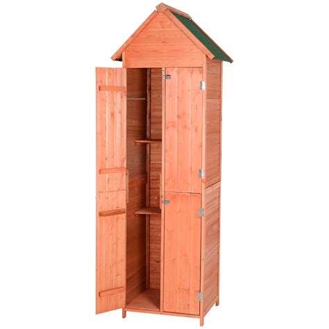 Outsunny Pine Wood Storage Shed Waterproof Outdoor Tool Organizer