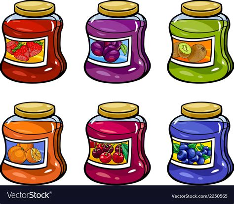 Jams In Jars Set Cartoon Royalty Free Vector Image