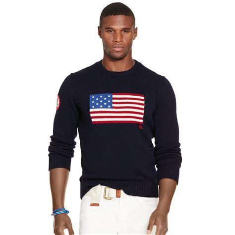 Polo Ralph Lauren Team Usa Flag Cotton Sweater In Blue For Men Lyst