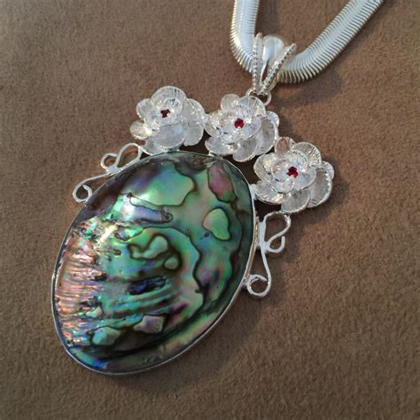 abalone necklace abalone shell silver necklace by happylilac