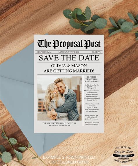 Newspaper Save The Date Template Save The Date With Photo Unique
