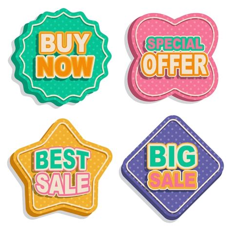 Premium Vector Collection Of Colorful Cute Cartoon Sale Badges