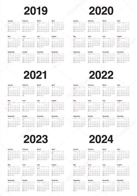 Año 2019 2020 2021 2022 2023 2024 Plantilla De Diseño De Vectores De