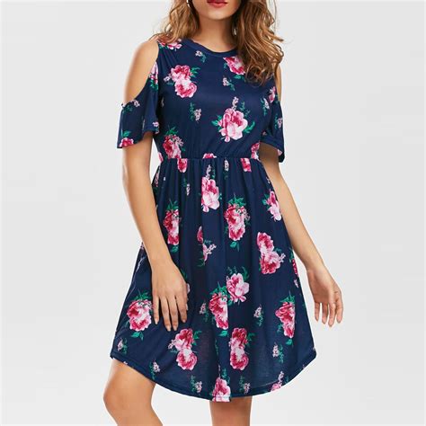 Buy 2018 Fashion Floral Print Women Dress Short Sleeve