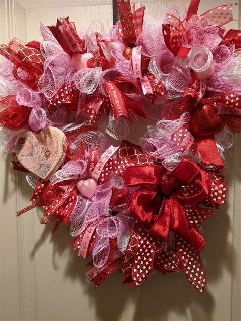 Heart Shaped Valentines Wreath Front Door Wreath Etsy