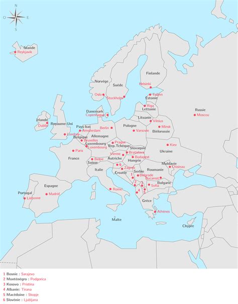 Les Pays Européens Et Leurs Capitales 1ère Carte Géographie Kartable