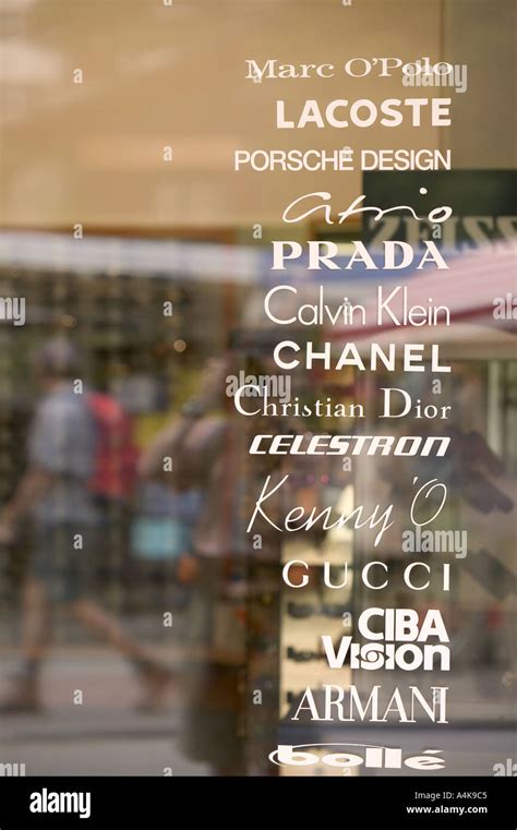 Designer Label Logos On A Zermatt Shop Window Stock Photo Alamy