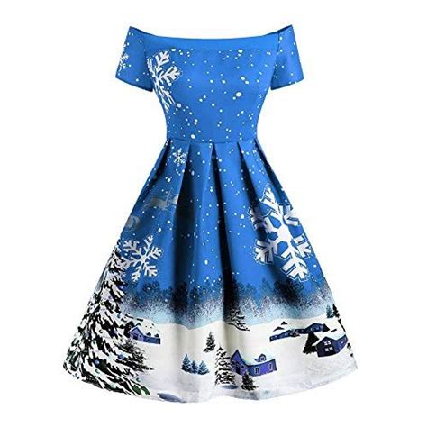 off shoulder christmas dresses for women womens 50s vintage high waist short sleeve a line party