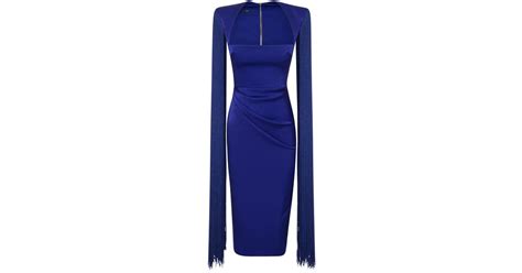 Alex Perry Delany Ruched Fringe Overlay Midi Dress In Purple Lyst