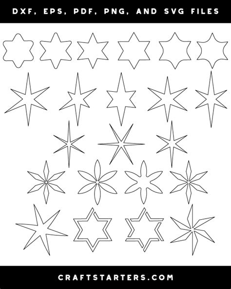 6 Point Star Outline Patterns Dfx Eps Pdf Png And Svg Cut Files