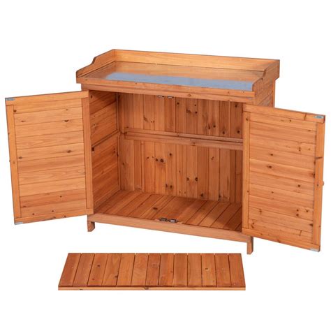 Gdlf Outdoor Garden Wood Storage Furniture Box Waterproof Tool Shed W