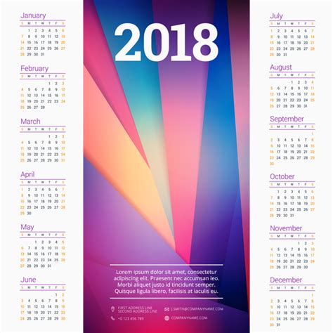 Modern Background With 2018 Company Calendar Vectors Free Download