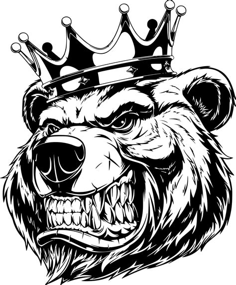 Angry Bear Clipart Vector Image Fierce Grizzly Bear Head Etsy