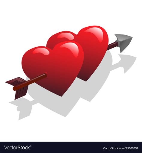Two Hearts And Arrow Royalty Free Vector Image