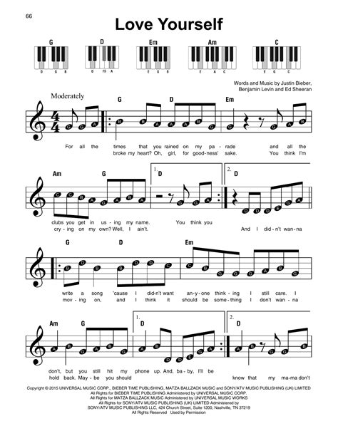 Love Yourself Sheet Music Justin Bieber Super Easy Piano