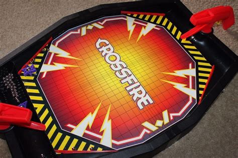 Milton Bradley Crossfire Board Game Balls Guns Pucks Retro Shooting Fun