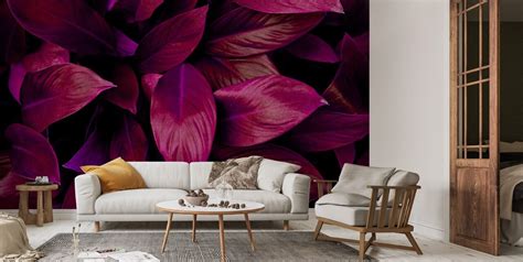 Deep Fuchsia Leaves Wallpaper Wallsauce Us