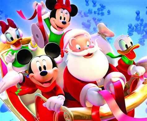 Free Disney Mickey Mouse And Santa Claus Cartoon Wallpaper