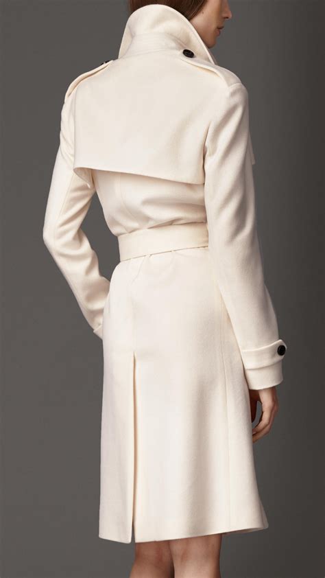 Lyst Burberry Long Double Cashmere Trench Coat In White