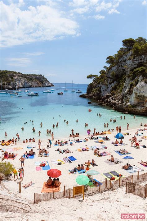 Cala Macarelleta Full Of People In Summer Menorca Royalty Free Image