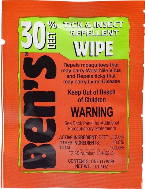 Ben S Deet Mosquito Tick And Insect Repellent Wipes Count One