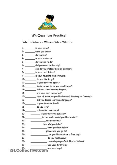 Printable Wh Questions Exercises Rodney Hudsons Printable Activities