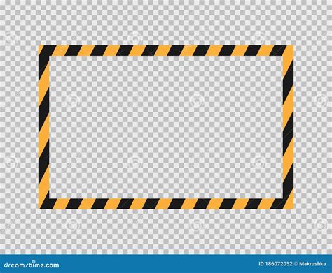 Caution Striped Frame Template Of Warning Border Mockup Of Diagonal