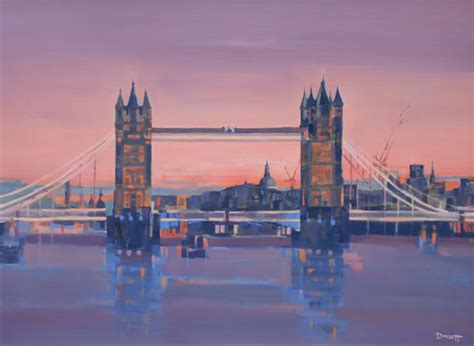 London Tower Bridge English Landmark Mark Dorsett Watercolour