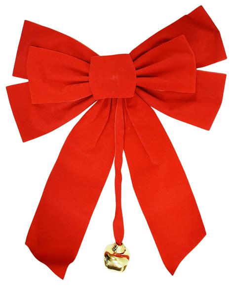 Set Of 24 Large Red Velvet Christmas Bows 10 X 15 With Metal Bell 24