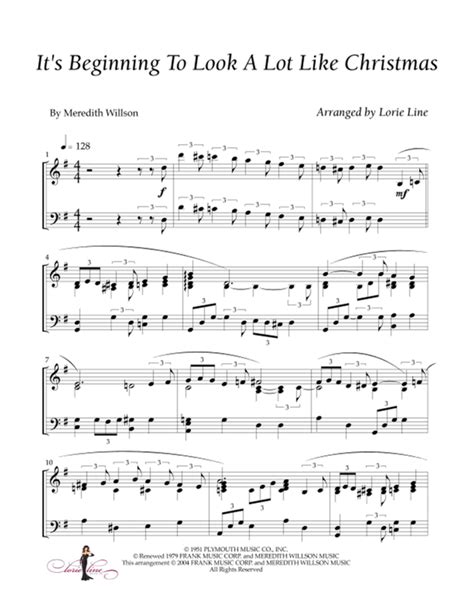 It S Beginning To Look Like Christmas Arr Lorie Line Sheet Music Meredith Willson Piano Solo