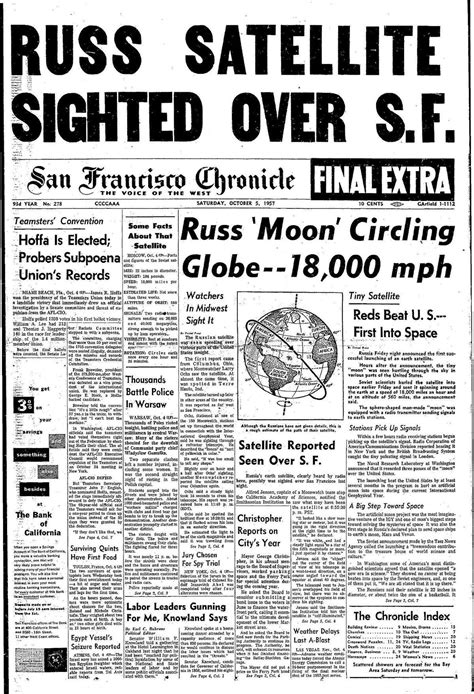 chronicle covers when soviets sputnik started the space race