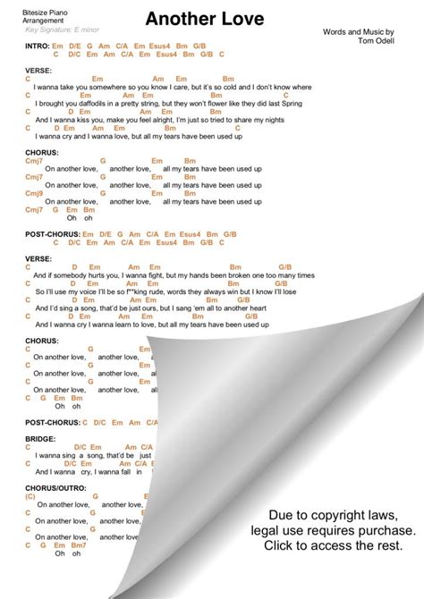 Another Love Tom Odell Piano Chords And Lyrics Bitesize Piano