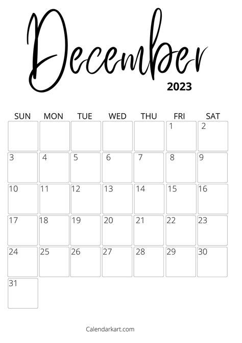 December 2023 Calendar Free Printable Calendar December 2023 Calendar