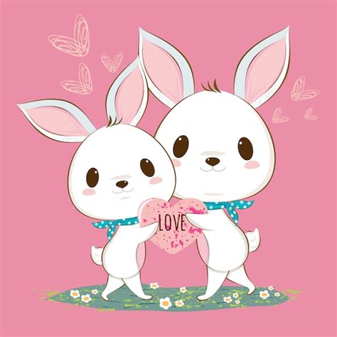 Premium Vector Cute Bunny Rabbit Couple