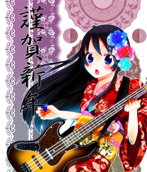 The Big Imageboard Tbib Akiyama Mio Bad Id Bad Pixiv Id Bass Guitar Black Hair Blush Fender