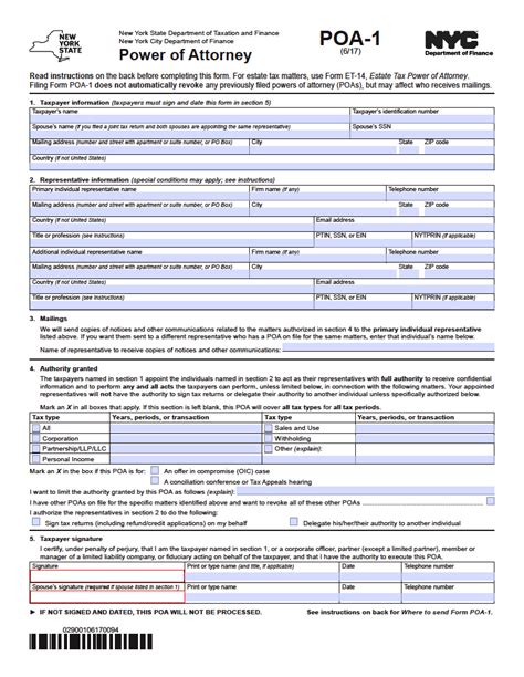Free New York Power Of Attorney Forms Pdf Word