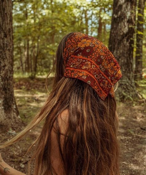 Silk Hippie Boho Bandana Square Head Scarf Bohemian Hair Etsy