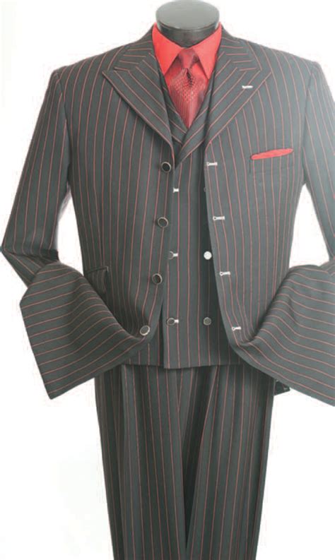 Men any size color black and white pinstripe suit online Mens Black Red Stripe Gangster Style Zoot Suit by Vittorio ...