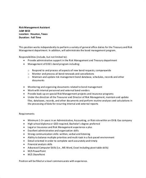 The person should be very dynamic to bring something different to the. FREE 8+ Risk Management Job Description Samples in MS Word ...